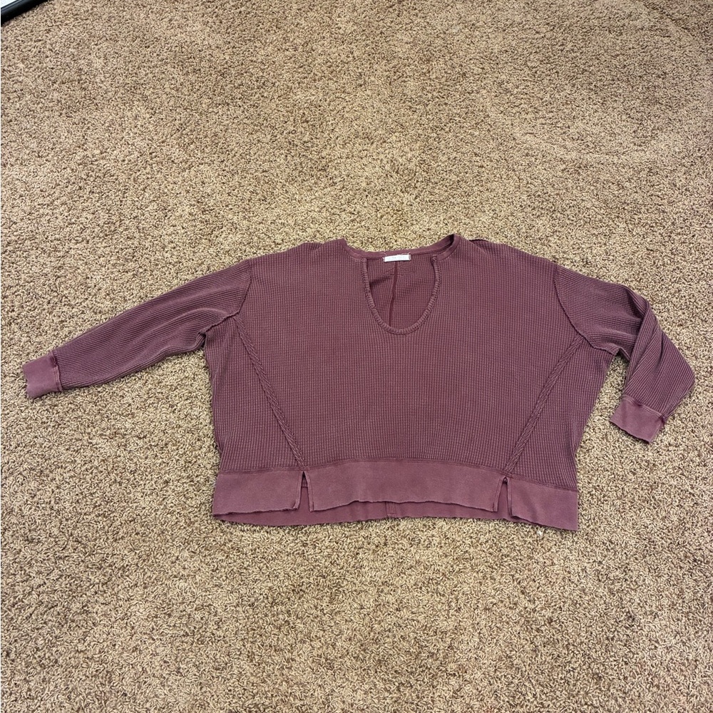 We The Free Free People Relaxed Waffle-Knit Scoop Neck Top
